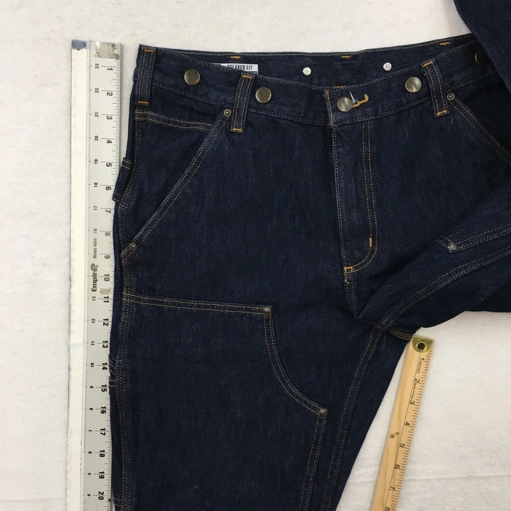 Carhartt Rugged Relaxed Fit Double Front Utility Logger Jeans Dark Wash 33x27